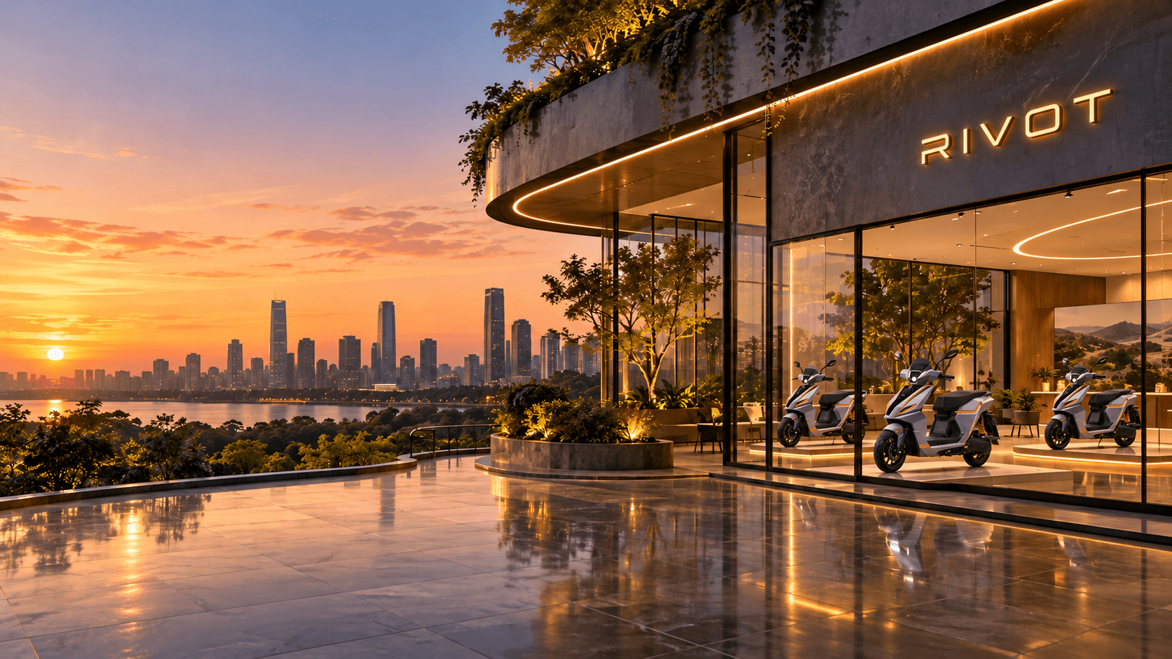 RIVOT showroom at sunset